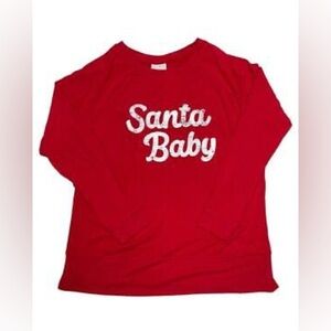 Isabel Maternity Womens Red Santa Baby Christmas Holiday Sweatshirt